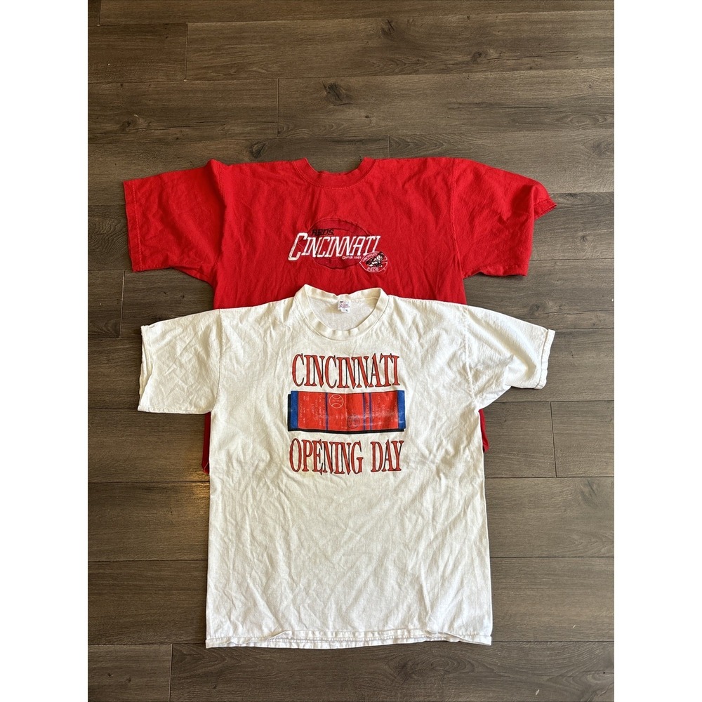 Vintage 1997 1993 Cincinnati Reds MLB T Shirt Lot Opening Day Red Mens XL